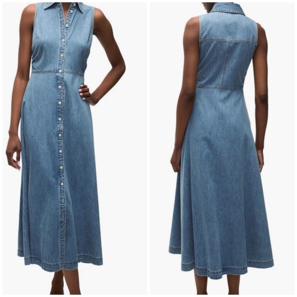 veronica beard fuller sleeveless denim midi dress reviews Veronica Beard Fuller Sleeveless Denim Midi Dress